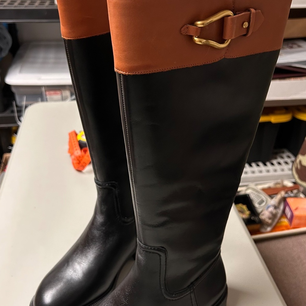 Vince Camuto Wide Calf Leather Riding Boots Andalian Women’s Size 6.5 - Picture 4 of 12